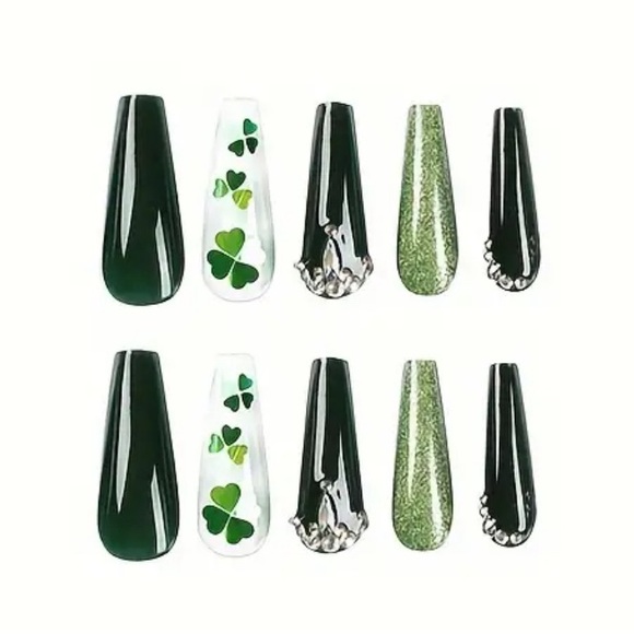 St. Patrick's Day Press On Nails Long Ballerina NWT - Picture 3 of 4